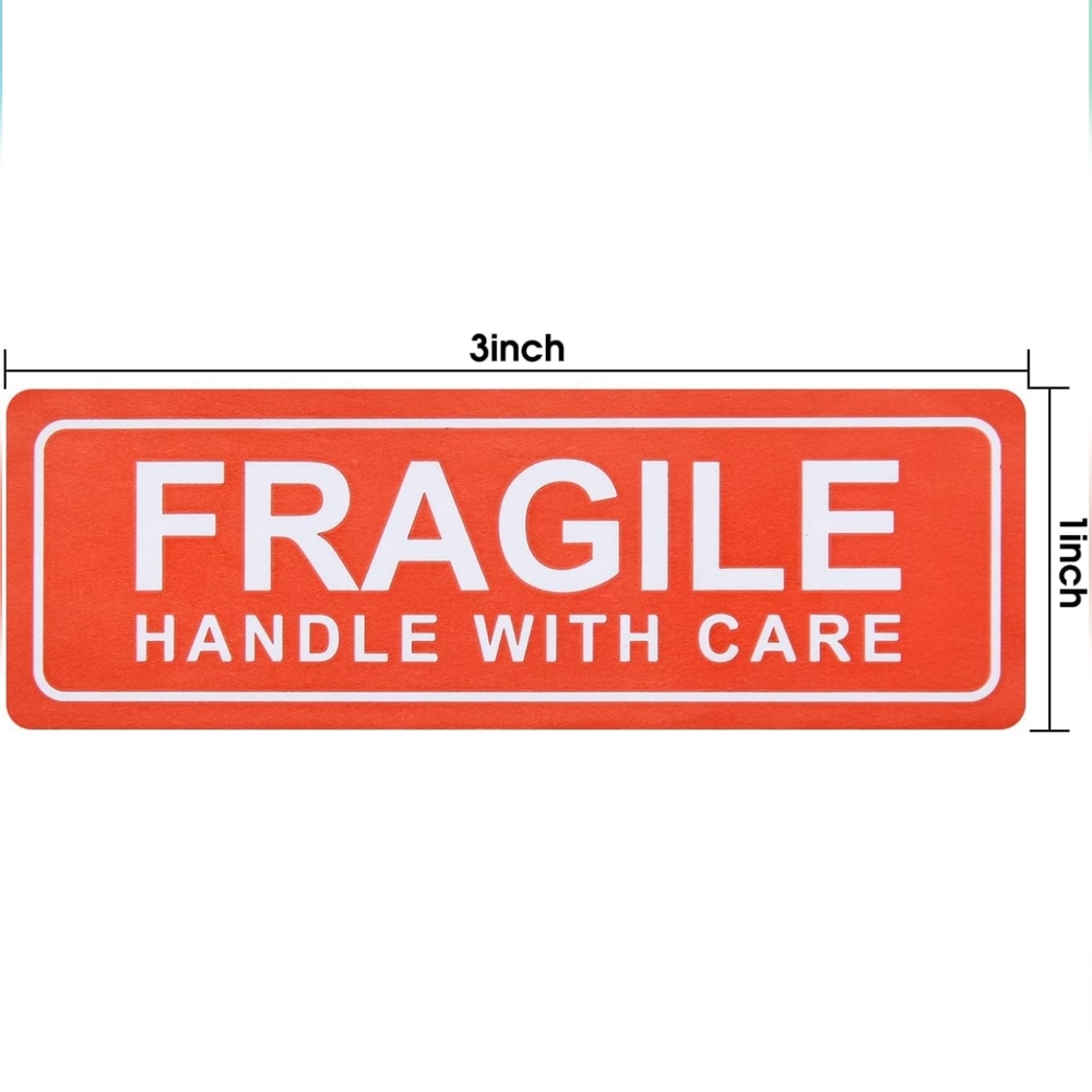Fragile Handle With Care Labels - 200 count - 1" x 3" - Red White - Picture 2 of 4